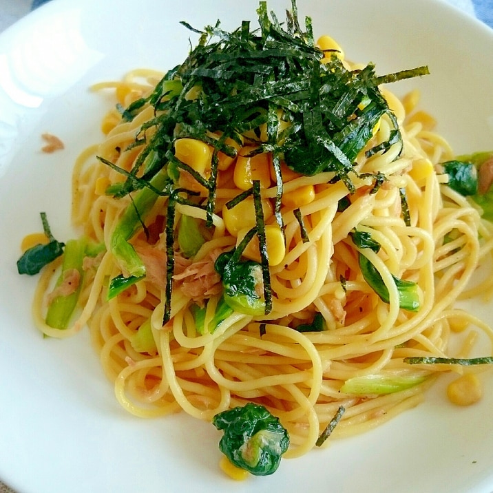 ツナと小松菜のバター醤油パスタ レシピ 作り方 By Kochacha 楽天レシピ